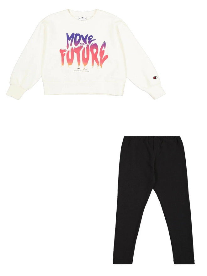 Champion Legacy Script Completo Tuta Bianca Bambine Ragazze