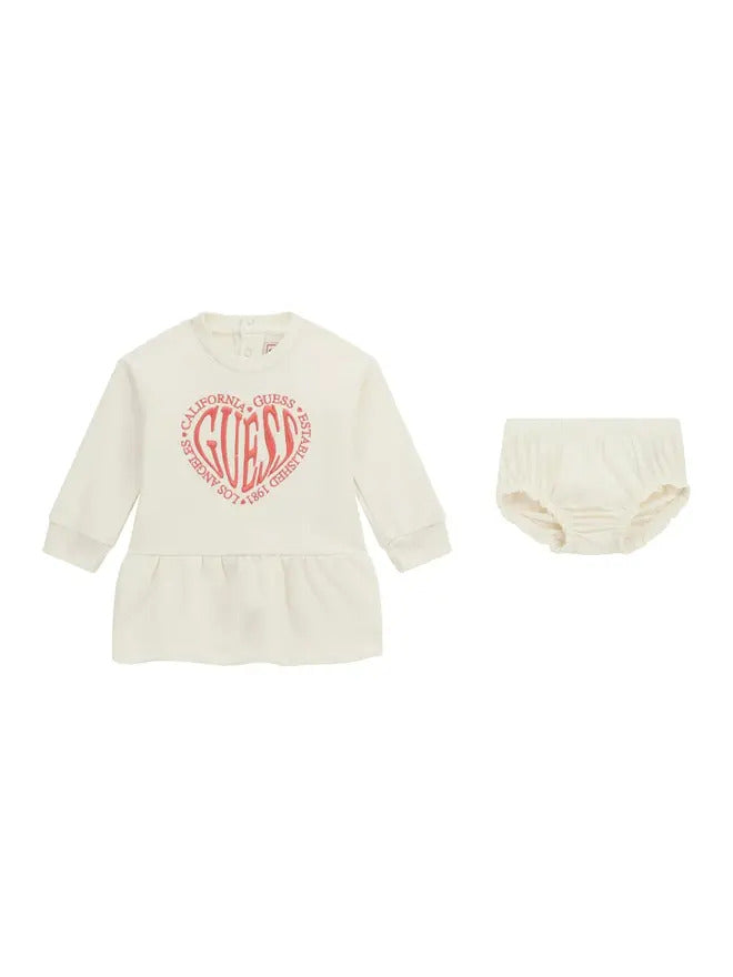Guess Set Ls Active Completo 2 pezzi Vestito Mutandine Bianco Bambina