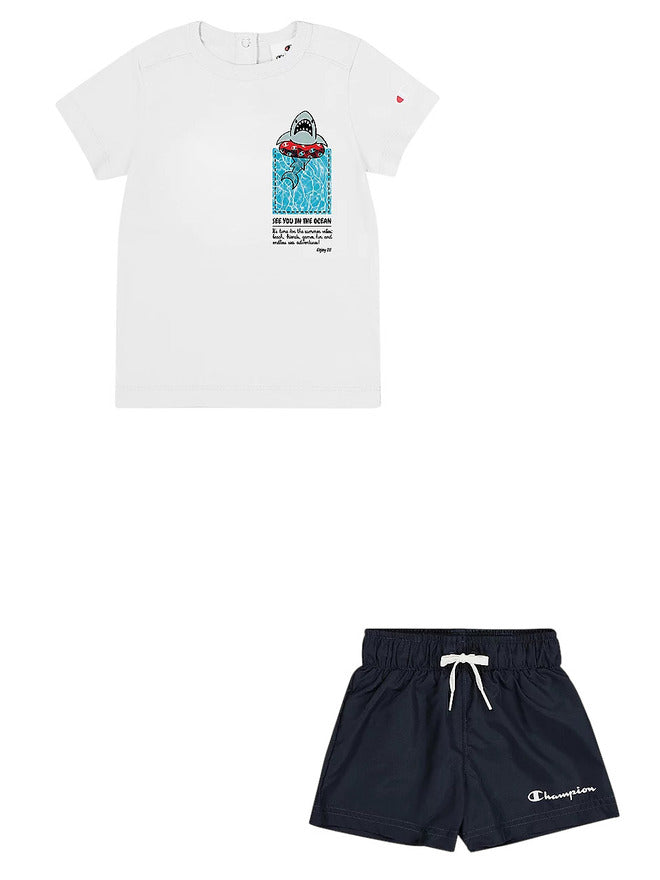 Champion Back To The Beach Ensemble Complet Blanc Noir Enfant