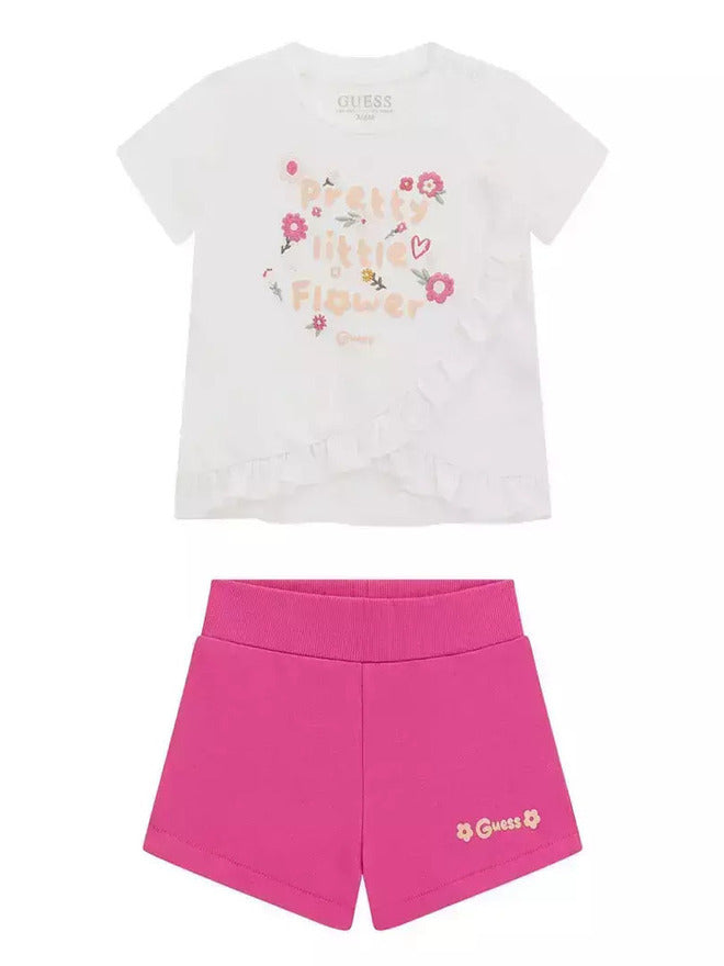 Guess Bébé Ensemble 2 Pièces Blanc Fushia Fille