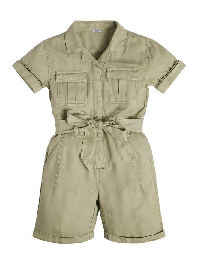 Guess Baby Robe avec Ceinture Verte Bébé Fille