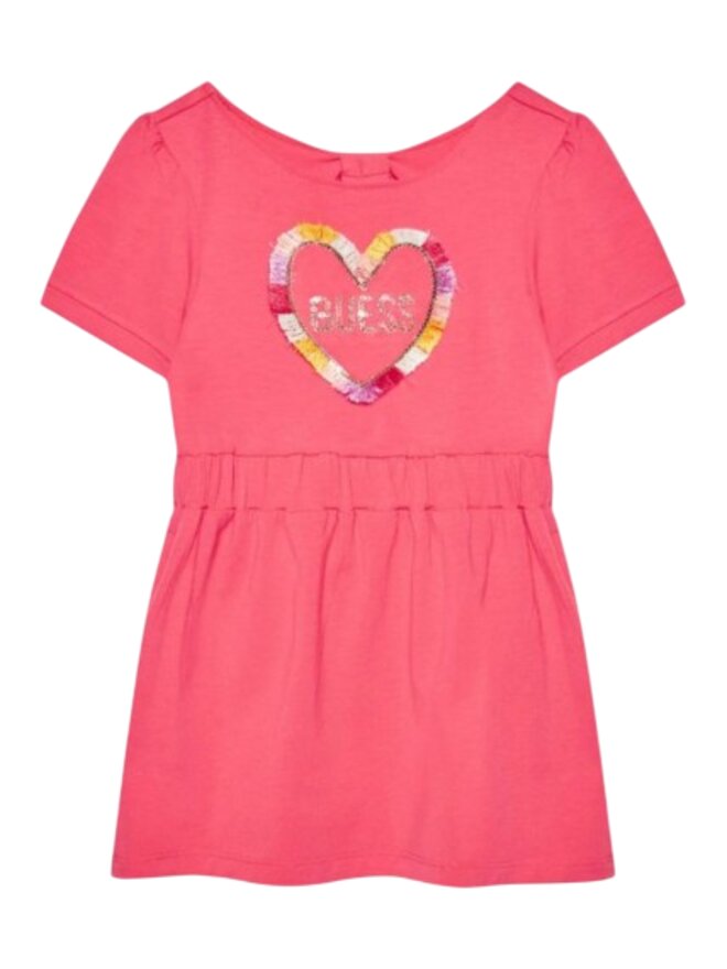 Guess Kids Vestito Rosa Con Ricamo Bambina