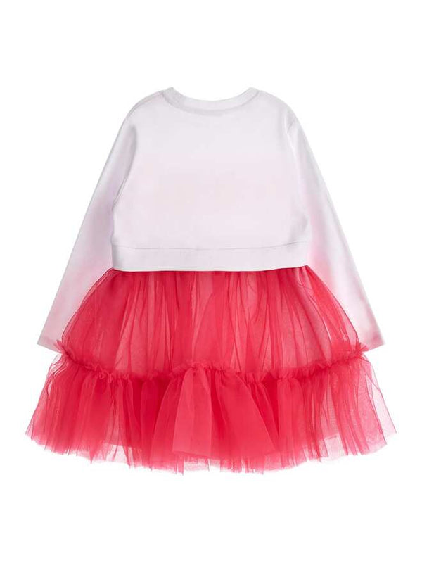 Guess Kids Vestito Bianco Rosa Bambina