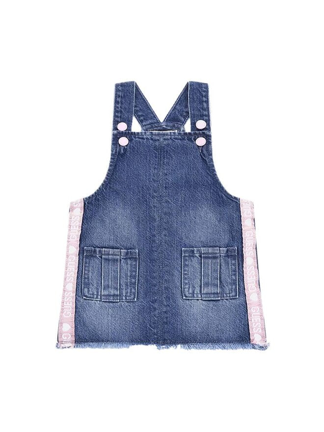 Guess Kids Salopette en jean bleu denim rose bébé fille