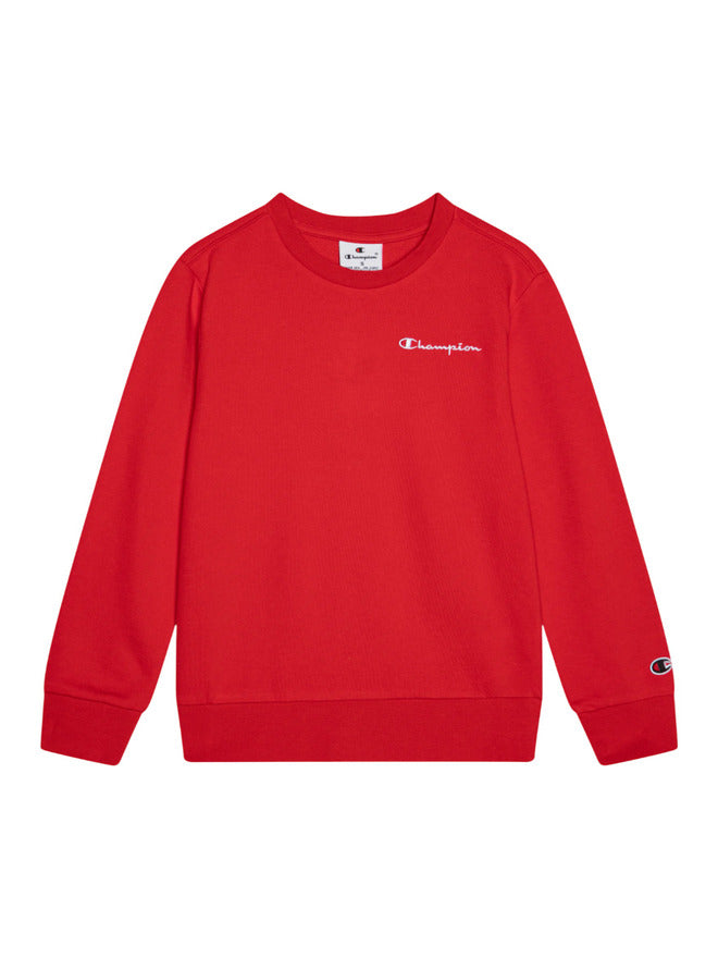 Champion Script Logo Fleece Crewneck Sweater Sweat-shirt Col Rond Rouge Enfants Garçons