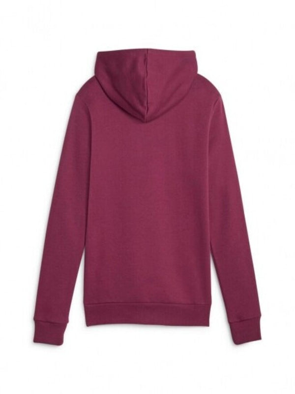 Puma Ess Logo Hoodie Felpa Con Cappuccio Bordeaux Donna