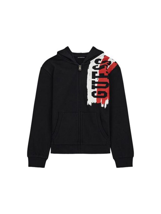 Guess Logo Hooded Sweatshirt Zippée Noir Enfants