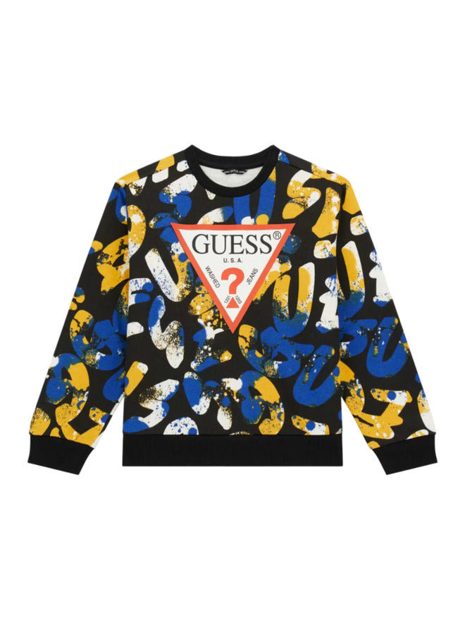 Guess Sweat-shirt Col Rond Multicolore imprimé all over Enfant
