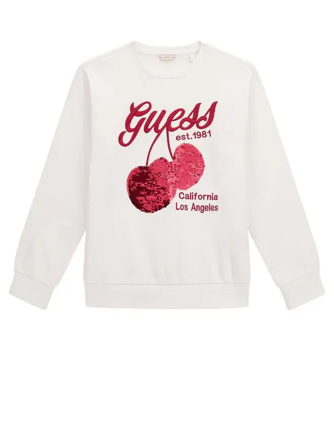 Guess Sweat-shirt col rond blanc filles