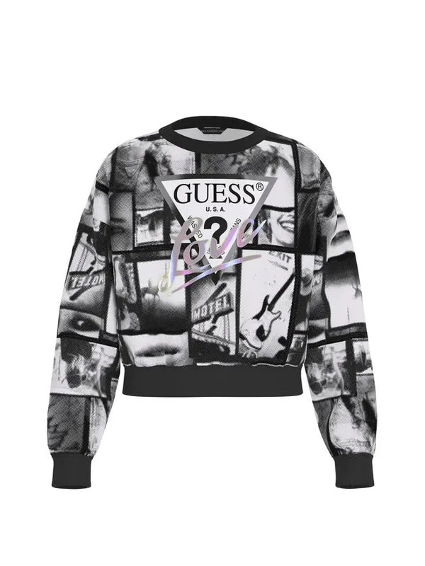 Guess Felpa Girocollo Con Stampe Multicolore Bambine Ragazze