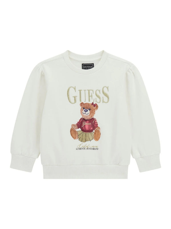 Guess Kids Sweat-shirt Col Rond Blanc Fille