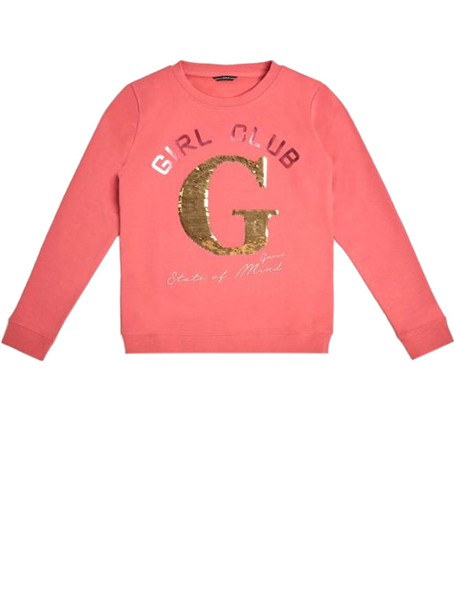 Guess Kids Felpa Girocollo Rosa Ora Bambina