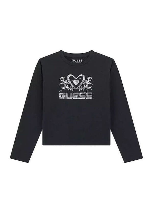 Guess Kids Sweat-shirt Col Rond Noir Filles