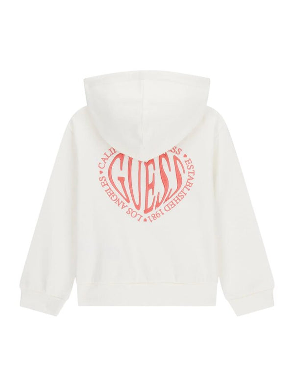 Guess Kids Sweat-shirt zippé à capuche blanc pour fille