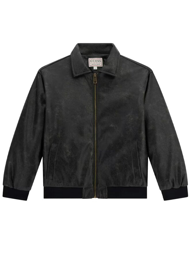 Guess Padded leather Giacca Nera bambini Ragazzi