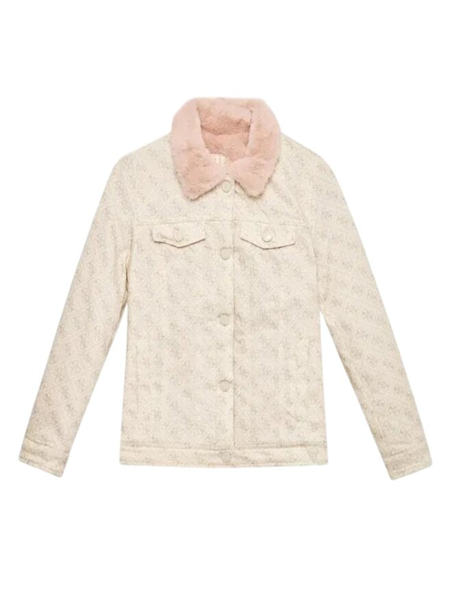 Guess Giubbotto Beige Rosa Bambina