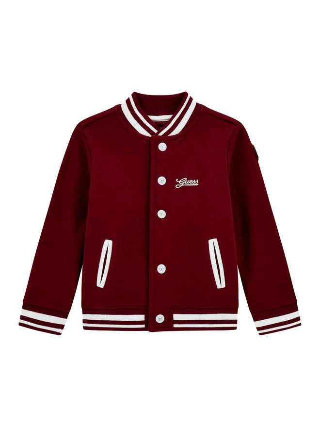 Guess Veste Fermeture Boutons Bordeaux Blanc Enfant