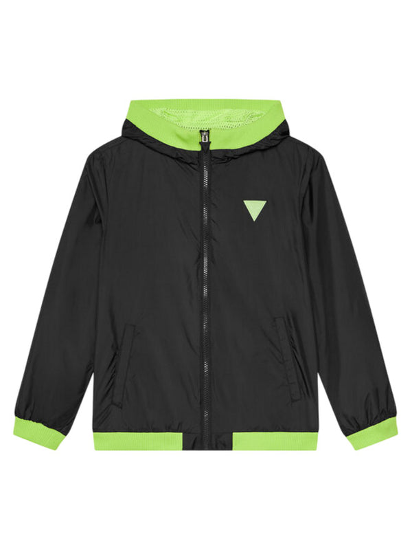 Guess Blouson à capuche noir et vert enfant