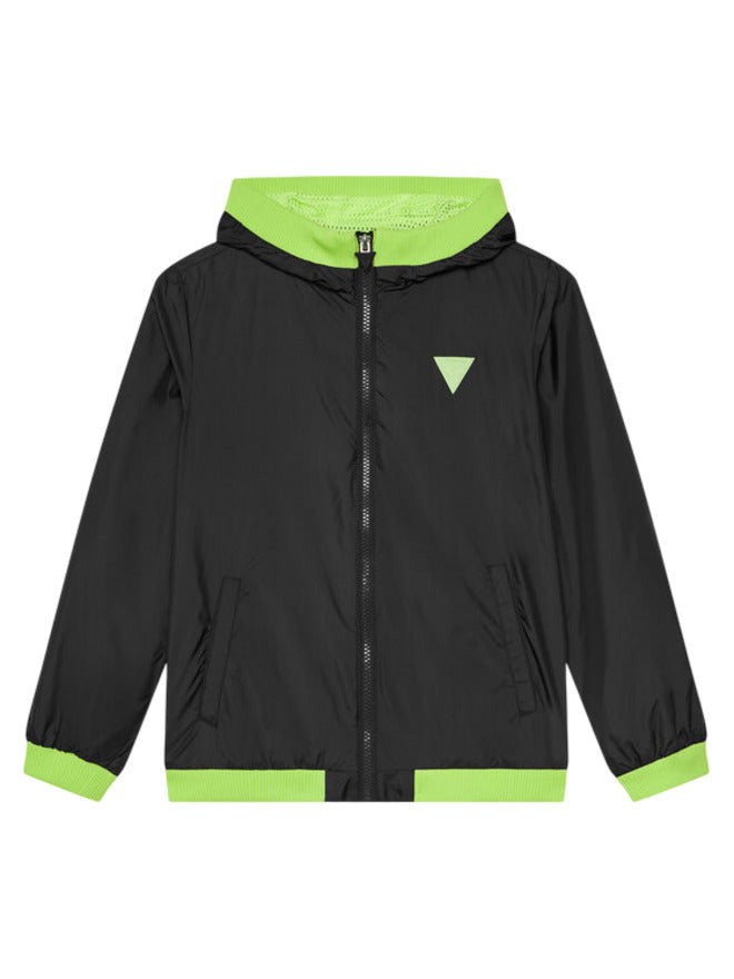Guess Blouson à capuche noir et vert enfant