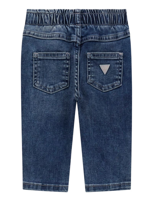 Guess Kids Jeans Blu Denim Con Ricamo Multicolore Bambina