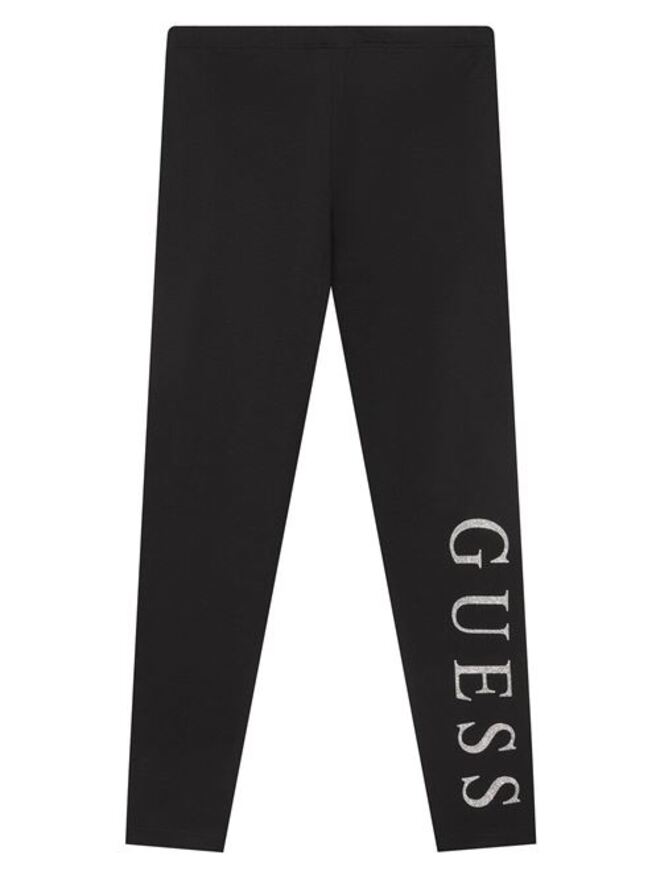 Guess Leggings Nero Argento Bambine Ragazze