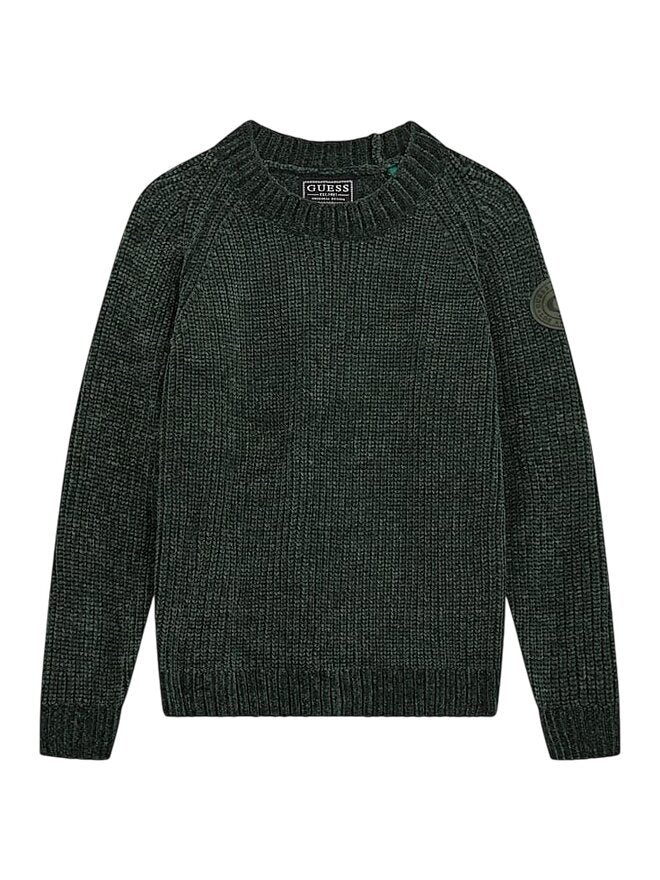 Guess Pull col rond vert Garçons