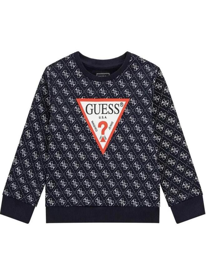 Guess Pull col rond Bleu Blanc Enfants
