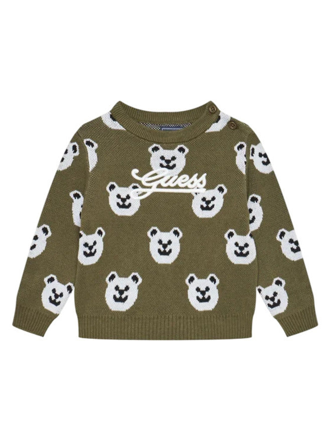 Guess Kids Pull ras-du-cou Vert Blanc Enfant