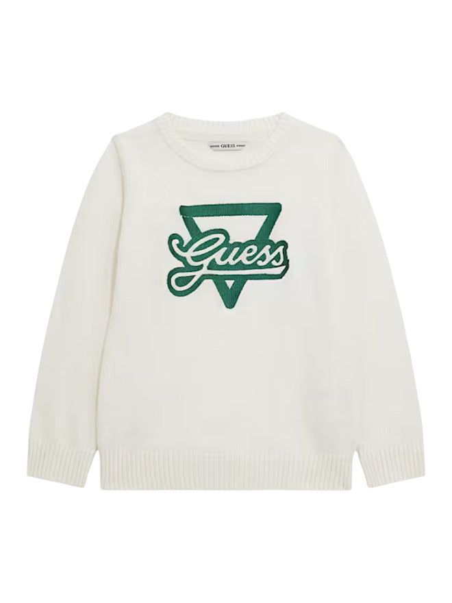 Guess Kids Pull col rond blanc vert Enfants