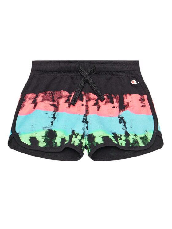 Champion Pantaloncini Neri Con Stampe Multicolore Bambina