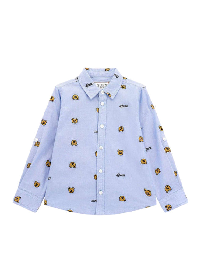Guess Infant kids Camicia Maniche Corte Blu Logata Bambino