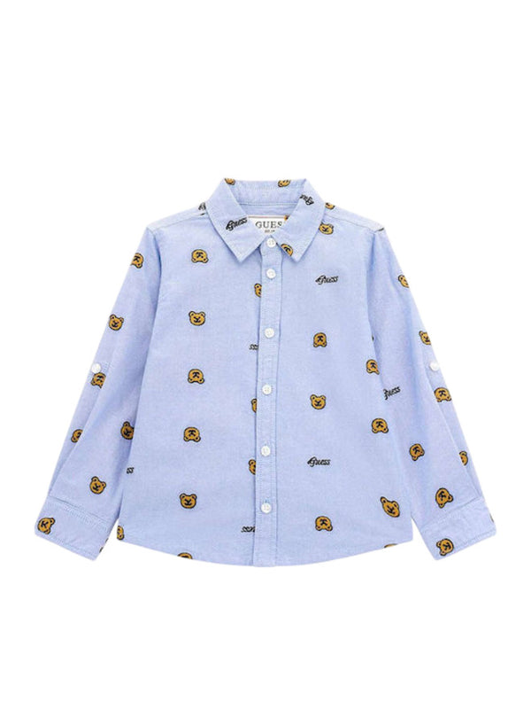 Guess Enfants Chemise manches courtes bleue à logo Bébé
