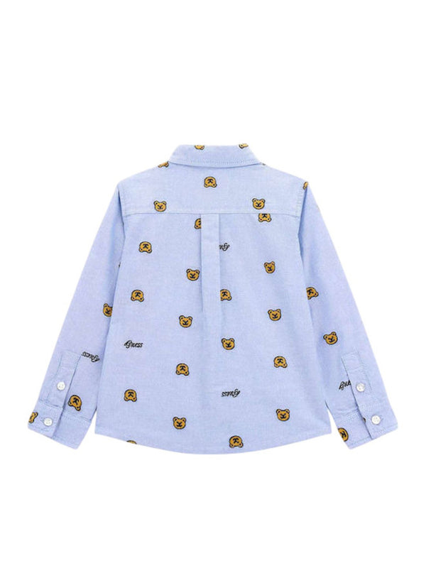 Guess Enfants Chemise manches courtes bleue à logo Bébé