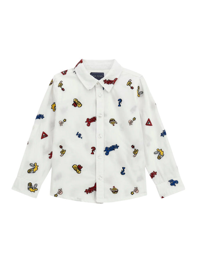 Guess Kids Camicia Bianca Logata Bambino