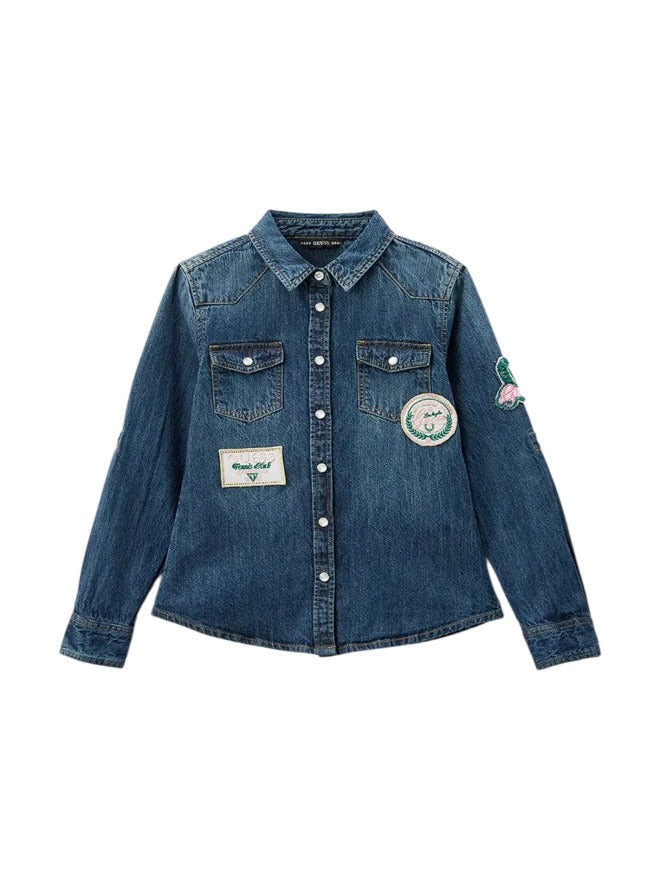 Guess Kids Chemise en jean bleu denim pour filles
