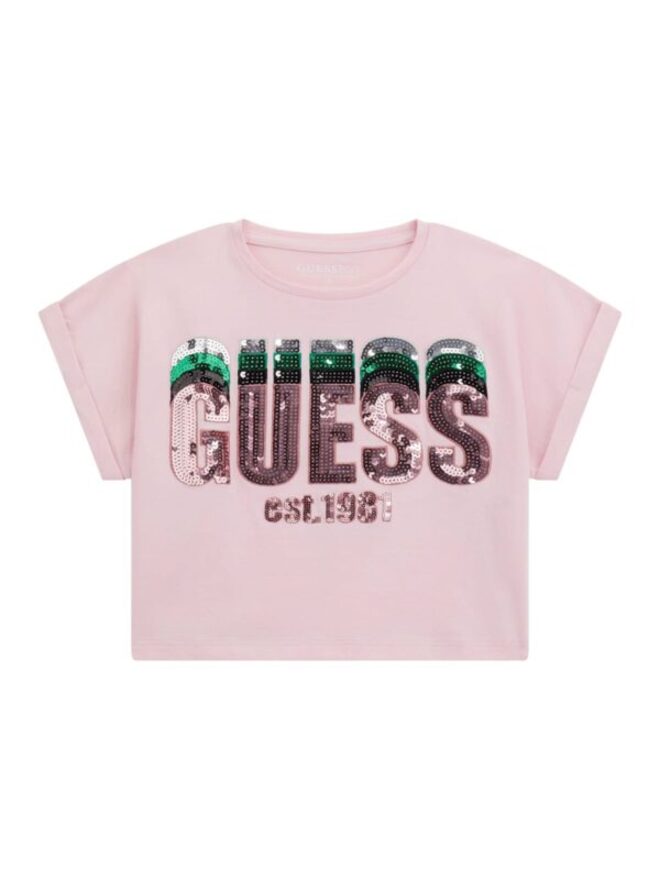 Guess Kids Top Rosa Con Glitter Multicolore Bambina