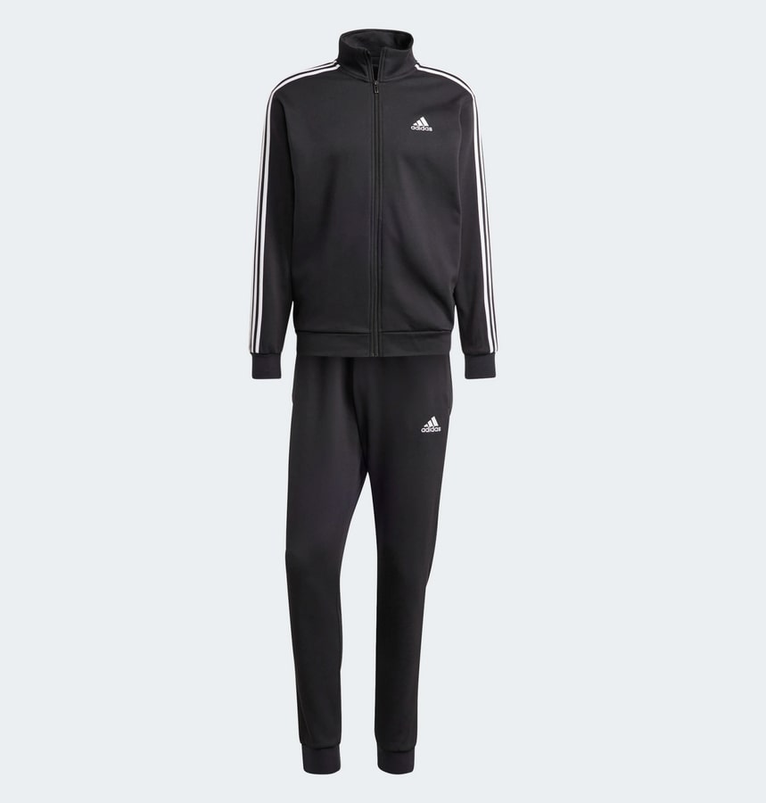 Adidas Survêtement Fleece Basique 3 Bandes Noir Blanc Homme
