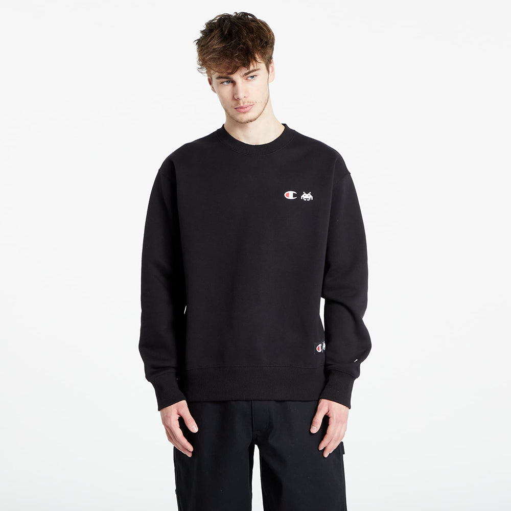 Champion x Space Invaders Felpa Girocollo Nera Uomo