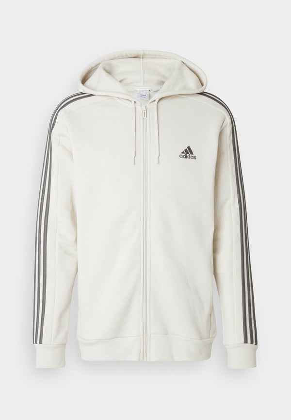 Adidas Essentials Felpa Chiusura Zip Con Cappuccio Bianco Nero Uomo
