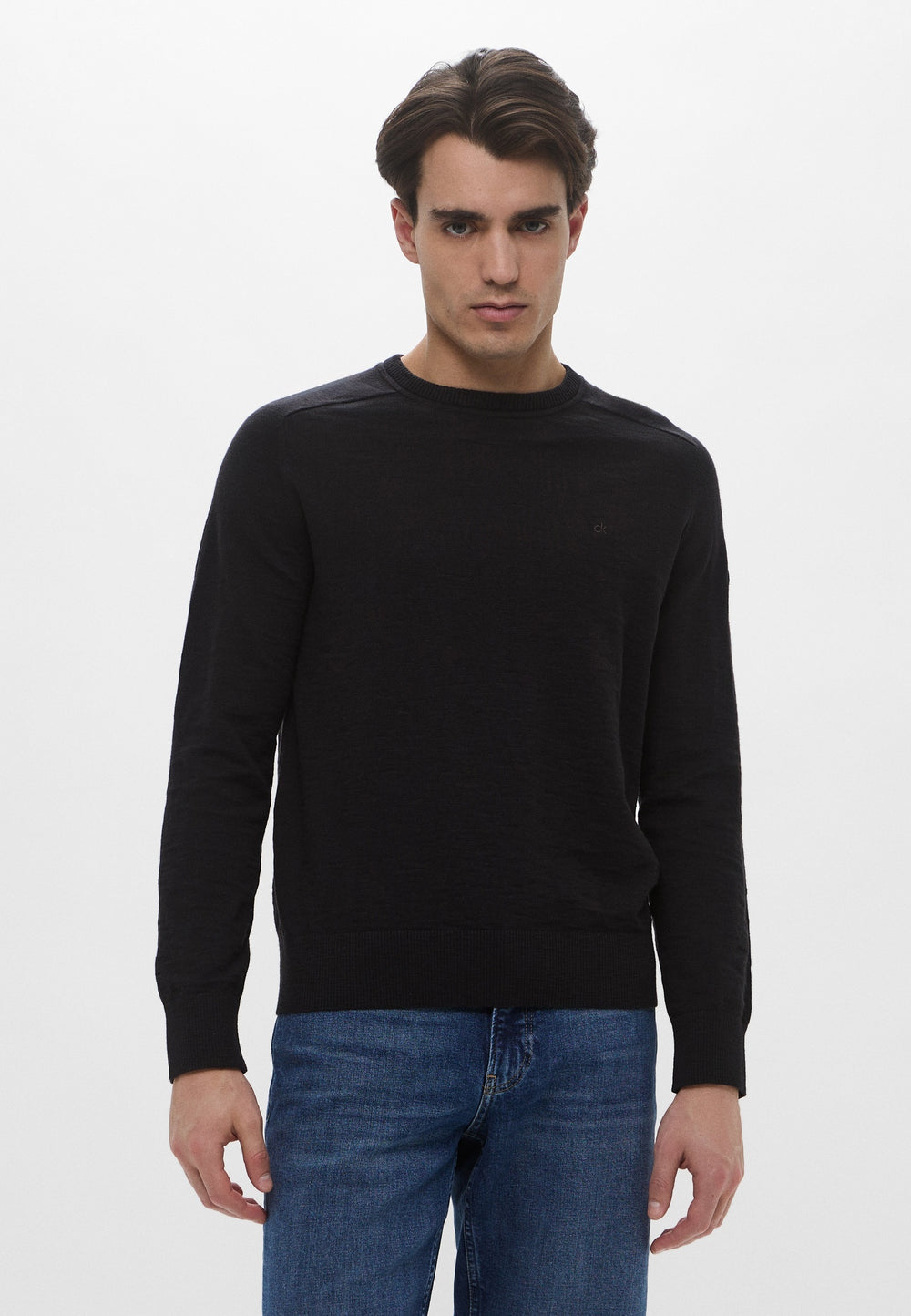 Calvin Klein Pull Col Rond Noir Homme