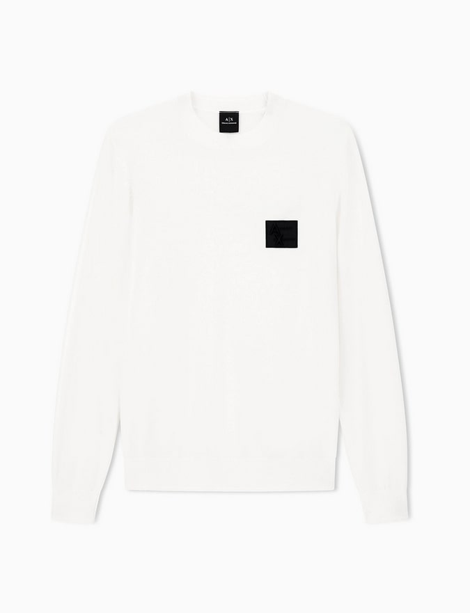 Armani Pull col rond blanc homme