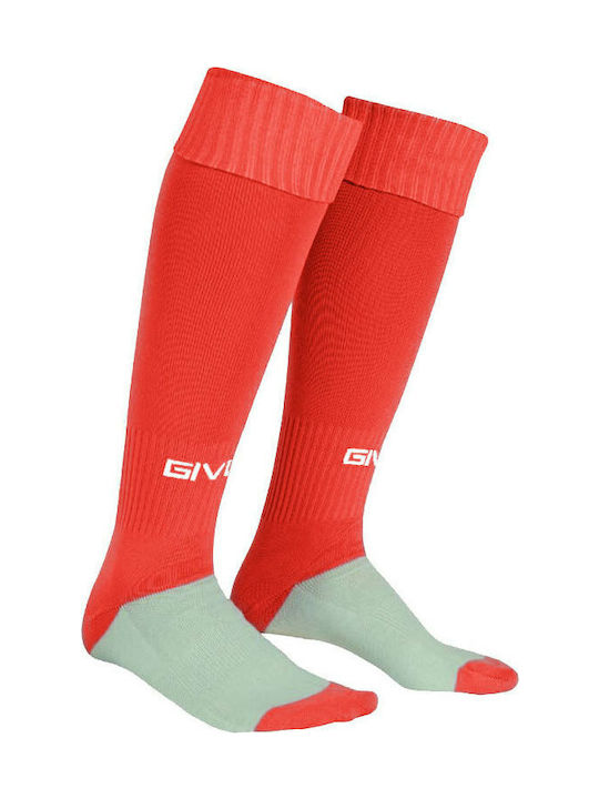 Chaussettes de football Givova rouges et blanches unisexes