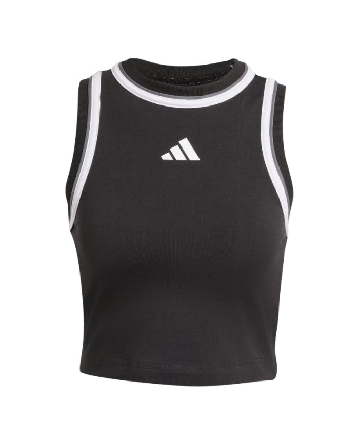 Adidas Crop Canotta Sportiva Nera Bianca Donna