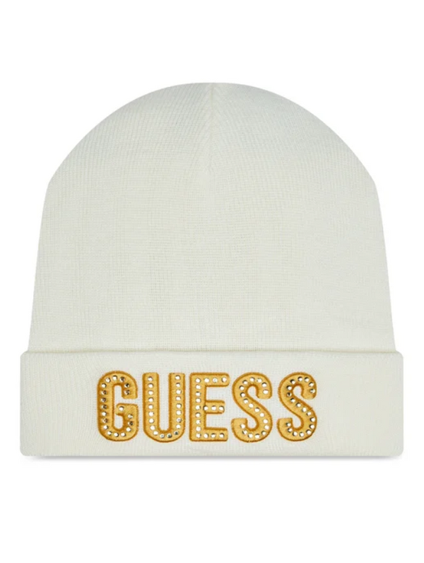 Guess Cappello Con Strass Panna Oro Bambina