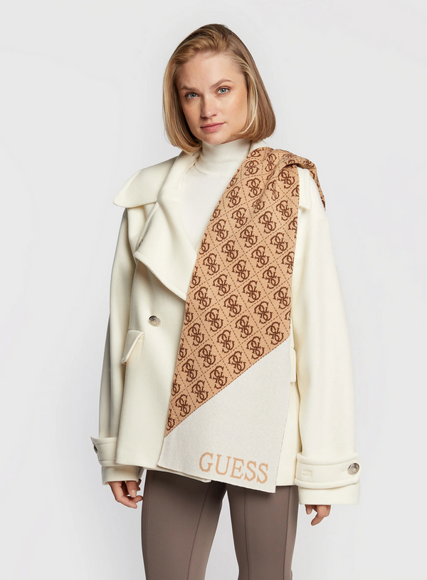 Guess Sciarpa Logata Bianca Beige Donna
