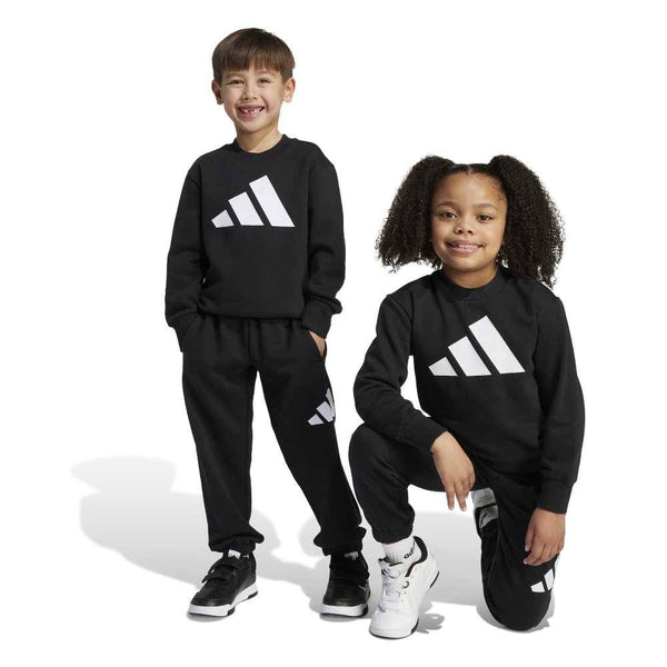 Adidas Essentials Logo Fleece Jogger Completo Tuta Nero Bambini