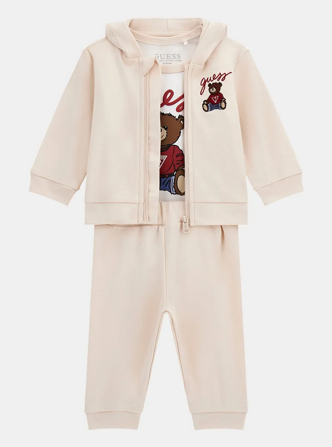 Guess Baby Completo 3 Pezzi Beige Bianca Bambini