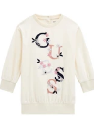 Guess Kids Vestito In Maglia Bianco Rosa Bambina