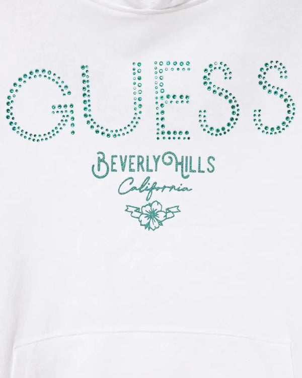 Guess Beverly Hills California Hooded Felpa Con Cappuccio Bianca Bambine Ragazze