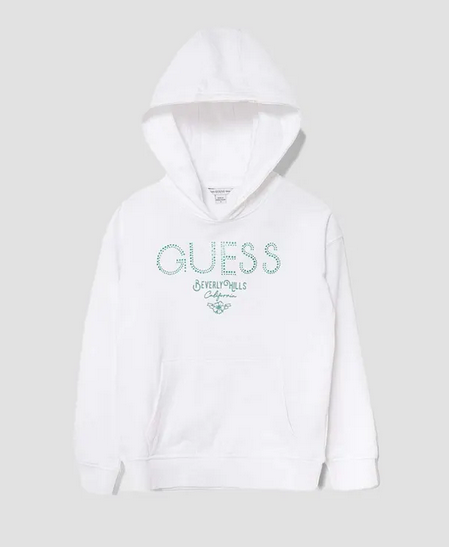 Guess Beverly Hills California Hooded Felpa Con Cappuccio Bianca Bambine Ragazze